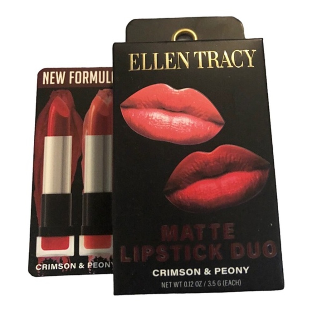 2pack Ellen Tracy matte lipstick duo in crimson & peony new
